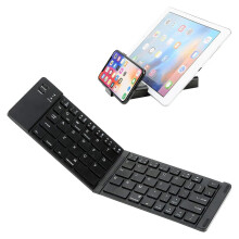 Wireless Bluetooth Keyboard Foldable Design with Builtin Stand Rechargeable Slim Travel Size