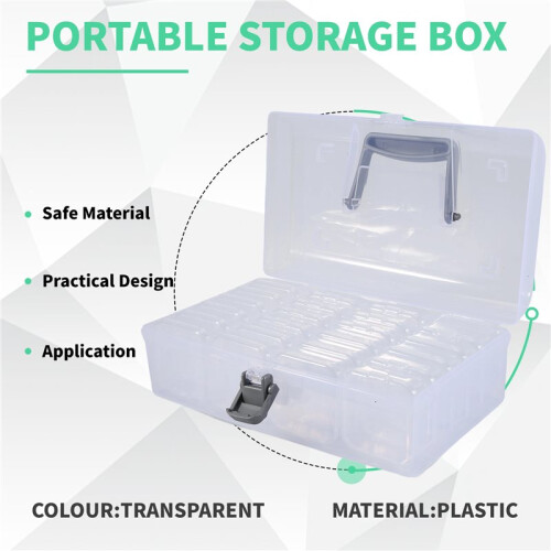 Bead Organizer Box with Handle, 24 Pcs Rectangle Storage Plastic Cases,  Clear Bead Storage Containers Boxes 2