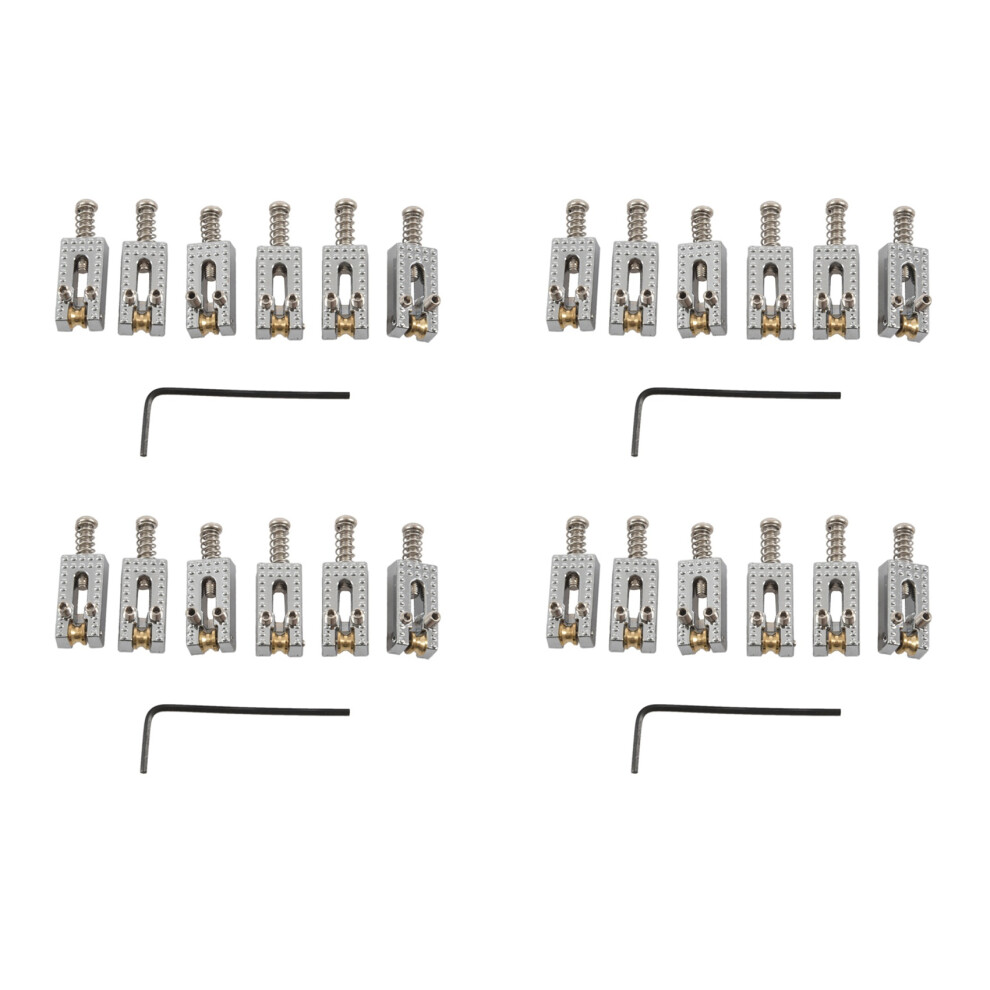 24 Roller Bridge Tremolo Saddles With Wrench For Strat Tele Electric Guitar Chrome Color 4714126653779