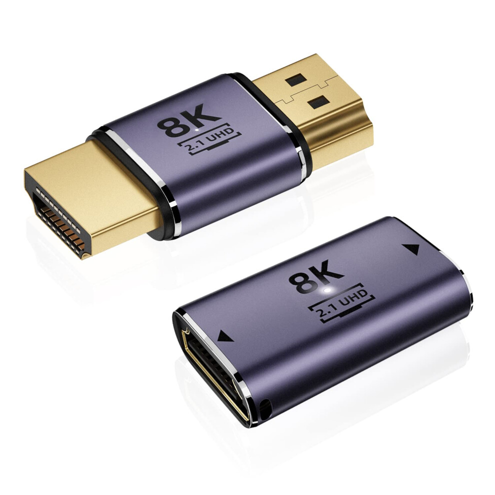 8K Hdmi Adapter 2 Pack, Aluminum Alloy Female To Female Coupler And Male To Male Extender, 8K Resolution Support 9092120202892