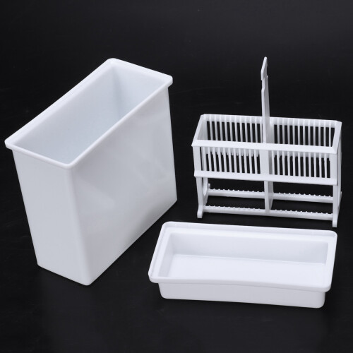 2 In 1 White 48 Pieces Microscope Slides Staining Rack Dish Set 1