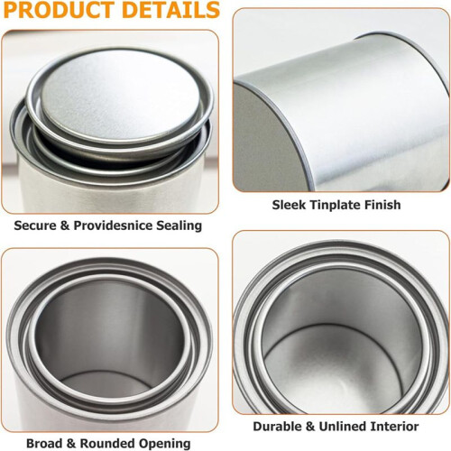 24 Pack Empty Paint Cans with Lids 0.4 Quart Tin Unlined Paint Bucket, Unlined Paint Bucket for Crafts DIY Projects 1