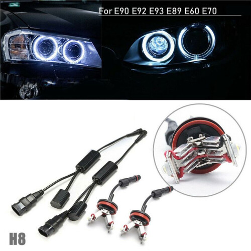 2Set Car Halo Angel Eyes LED Light H8 6W White Bulbs for  E90 E92 E93 E89 E60 E70 1