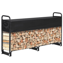 8FT Outdoor Firewood Rack with Adjustable Waterproof Cover, Heavy Duty Storage for Indoor Outdoor Use