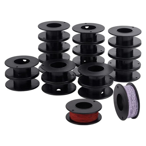 40pcs Empty Spools, 2.1x0.7 Inch Plastic Thread Spools Ribbon Spools Black  Spools Wire Spool Weaving Bobbins 2