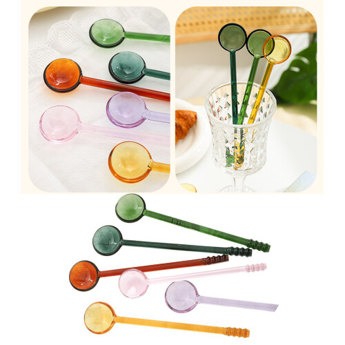 6pcs Easy Cleaning Tool Multicolor Glass Spoons Perfect for 1