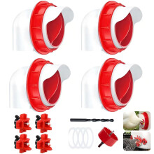 No Waste 4 Port Chicken Feeder and Waterer Kit with Automatic DIY Installation for Backyard Poultry