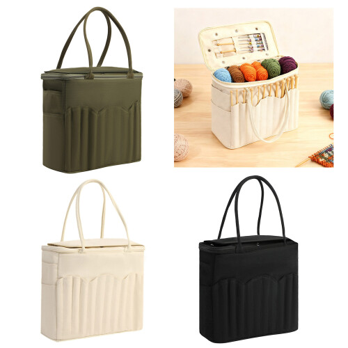 Crochet Supply Bag Waterproof Materials Multiple-Army Green 2