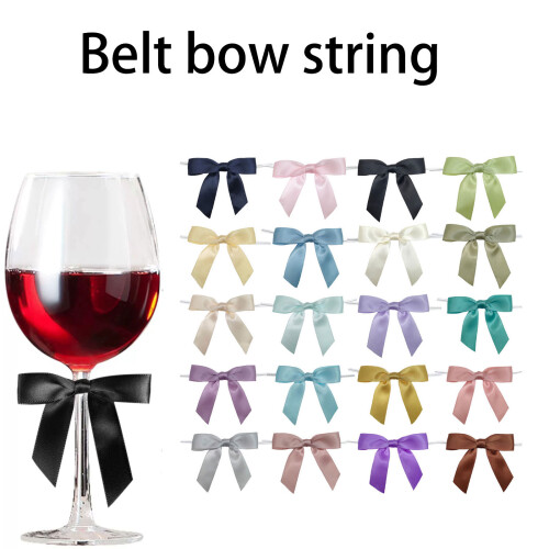 50Pcs Creative Ribbon Creative Distinguish Wine Glass-White 2