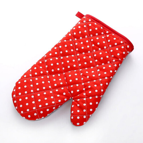 2Pcs Heat Resistant Thick Oven Gloves Dot Mitts Microwave Insulation Ovenware Baking Bakeware Tools Kitchen Accessories Red B