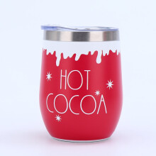 12 oz Insulated Stainless Steel Wine Tumbler with Lid, Straw & Brush – Christmas, Wedding & Party Gift (Compatible with standard cup holders)