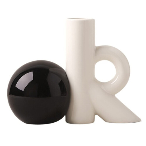 Modern Ceramic OK Letter Vase, Creative Dopamine Ceramic Flower Vases