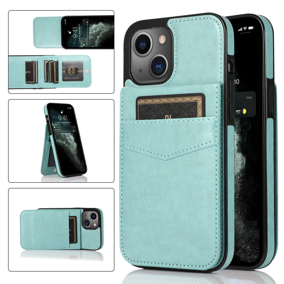 Shockproof Wallet Case For Iphone 14 (6.1") Â Faux Leather, Card Holder, Kickstand, Magnetic Clasp, Mint 9365509578292