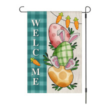 30 x 45 cm große Oster-Gartenflagge mit Karotten, Hasen und Ostereiern – Willkommensbanner für Frühlingsdekorationen im Freien, auf der Veranda,