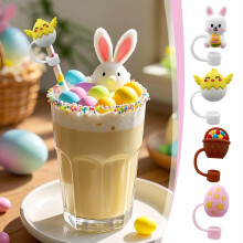 Easter Party Supplies: Reusable Silicone Straw Plug Cap – Leakproof, Dustproof for Metal/Glass/Plastic Straws, Travel & Tableware