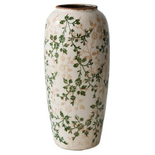 Vintage-Vase aus Keramik mit grünem Blumenmuster, Retro-Vase im Eis-Cracked-Stil, Chinoiserie-Vase für die Heimdekoration