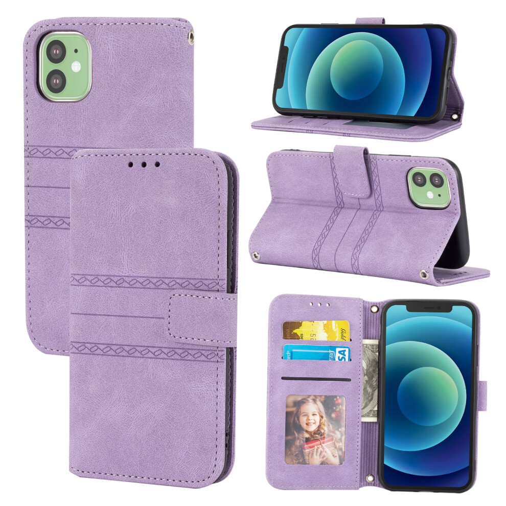 Compatible With Iphone 11 Case, Slim Tpu Wallet Case With Kickstand, Shockproof, Card Slots, Light Purple 9365509579374