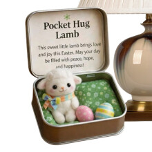 Mini bambola di peluche pasquale in scatola, giocattolo positivo con biglietto di incoraggiamento per familiari e amici, ideale come regalo per le