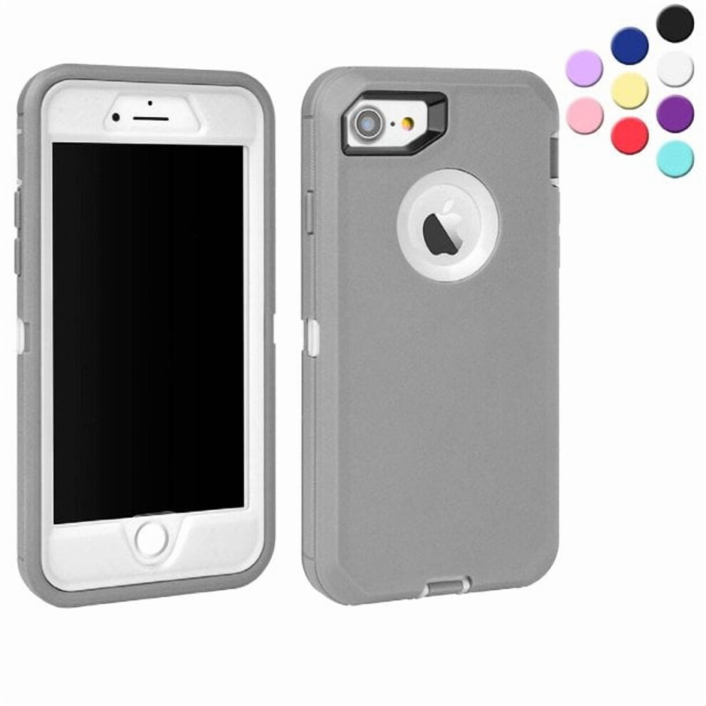 Heavy Duty Shockproof Case For Iphone Se/8/7 Â 3-Layer Rubber, Shatter Resistant, Tough Armour Rugged Case Â Gray 9365509578056