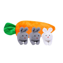 Coelhinhos de Pelúcia em Bolsa de Cenoura – Coelhinhos de Pelúcia Fofos para a Páscoa em uma Bolsa de Cenoura com Zíper, Brinquedo Sensorial