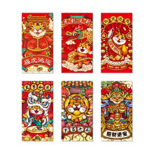 6 PçS Ano Novo ChinêS Envelopes Vermelhos 2022 Tiger Year Hong Bao Cartoon Lucky Money Packs para o Festival da Primavera