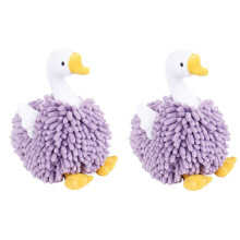 2PCS 3D Goose Shaped Fuzzy Hand Towel Ball Kitchen Towels with Hanging Loop,Microfiber Chenille Hand Towels