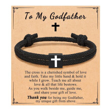Verstelbare armband met gevlochten touw en kruis voor mannen en jongens – Christelijk doopcadeau, vriendschapscadeau, familiecadeau – Geschikt