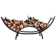 40 Inch Heavy Duty Firewood Rack with Large Curved Log Hoop for Indoor and Outdoor Wood Storage