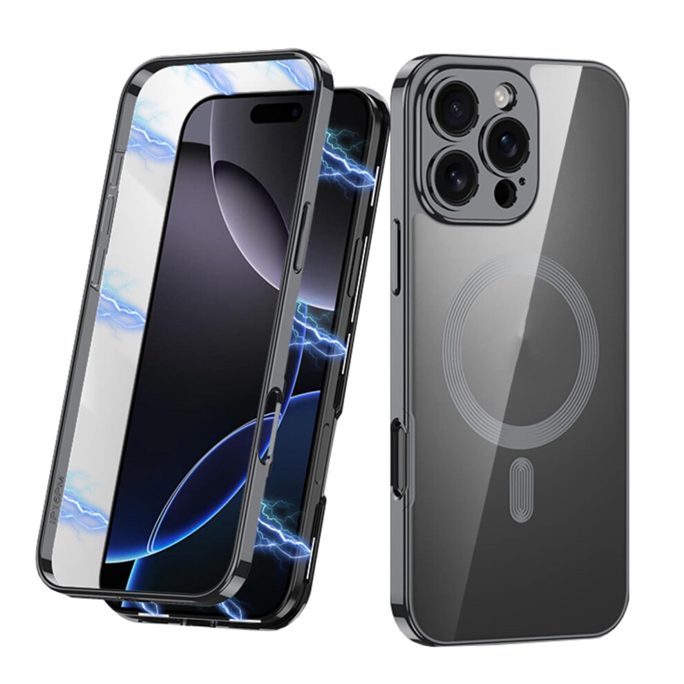 Magsafe Compatible Magnetic Case For Iphone 16 Plus, Shockproof Electroplated Cover, Full Lens Protection, Black 9330225013334