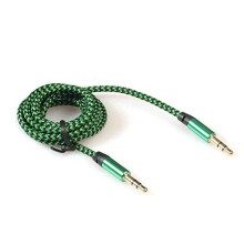 3.5mm Male to Male Stereo Audio Cable Green Braided Aux Cord for Car and Speakers Durable Universal