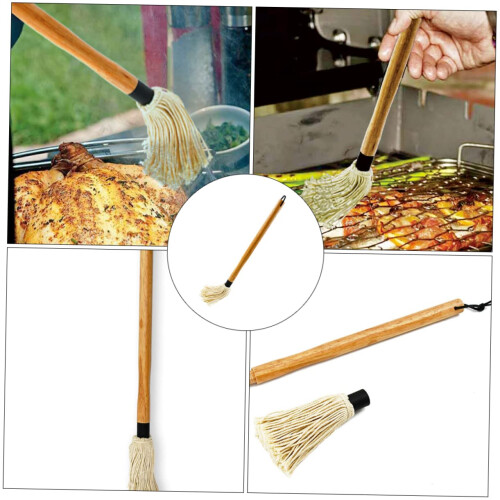 BBQ Basting Brush with Ergonomic Wooden Handle for Even Sauce Application, Grilling and Baking 1