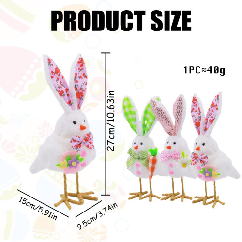 Osterhase und Vogel Plüschdekoration, 27 cm 2