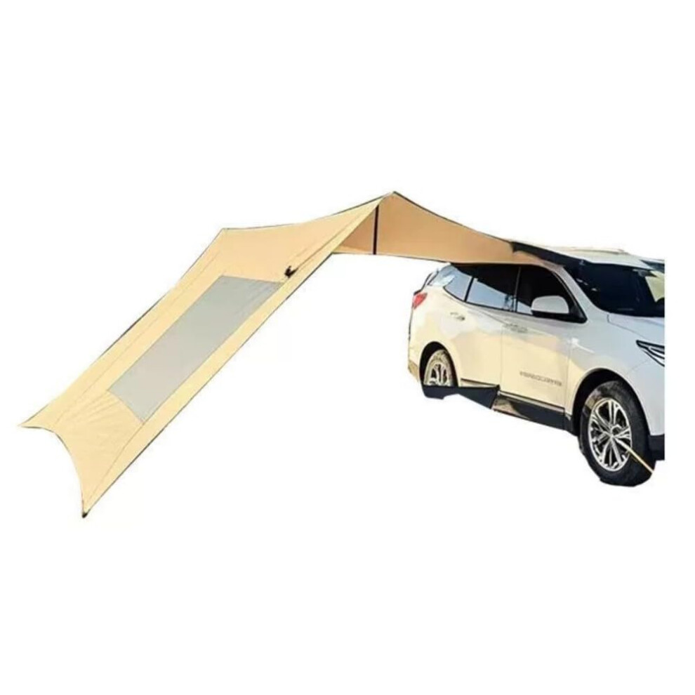 Car Side Awning Tent For Suv Camping, Large Shaded Shelter With Mesh Windows And Windproof Design Beige 9330225175636