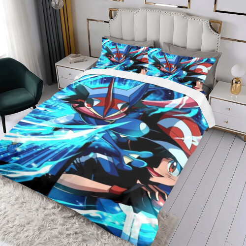 Σετ σεντονιών 3 τεμαχίων με θέμα Greninja (53x79in), απαλά και φιλικά προς το δέρμα, 2