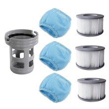 Inflatable Spa Pool Filter Cartridge Set with Holder and Mesh Bags for Cleaner Hot Tub Water