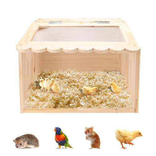 Large Wooden Chicken Brooder Box with , 15.7'x11.8', Space Saving for Chicks and Small Pets
