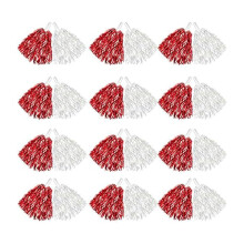 Handheld cheerleaderpompons met minihandvat voor-wit rood