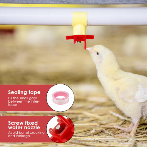 30 Pack Horizontal Chicken Waterer Nipples with Drill Bit, Automatic Leakproof Poultry Waterer 1