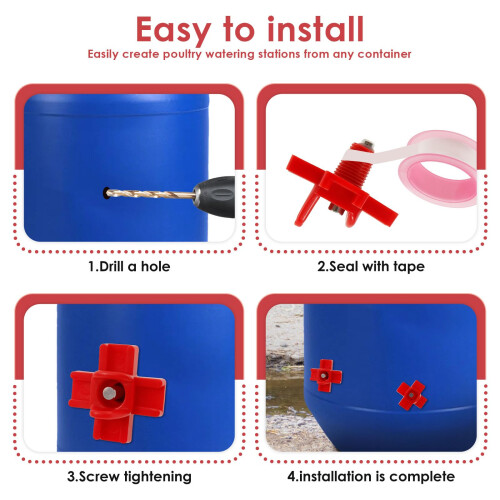 30 Pack Horizontal Chicken Waterer Nipples with Drill Bit, Automatic Leakproof Poultry Waterer 2