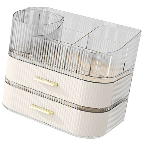 Waterproof Plastic Cosmetic-cream white Top 2 drawers