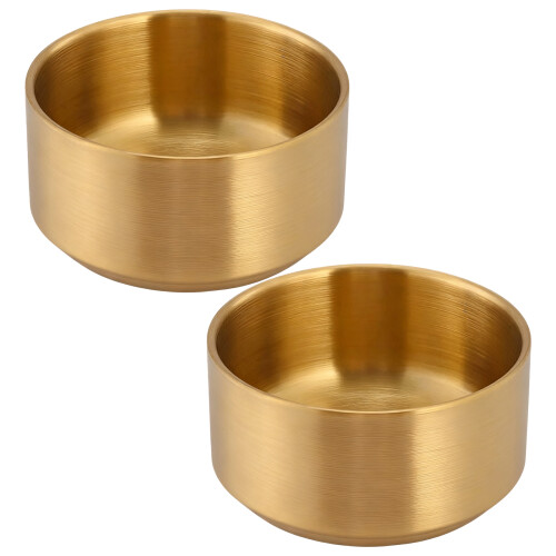 Pack of 2 Stainless Steel Kitchen Dishware Small-Gold 9cm