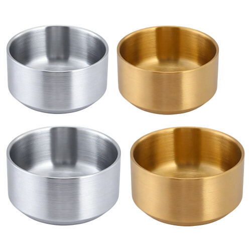 Pack of 2 Stainless Steel Kitchen Dishware Small-Gold 9cm 1