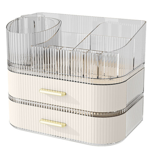 Waterproof Plastic Cosmetic-cream white Top 2 drawers 1