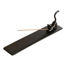 Räucherstäbchenhalter, Brenner,-Schwarze Katze, schwarze Basis