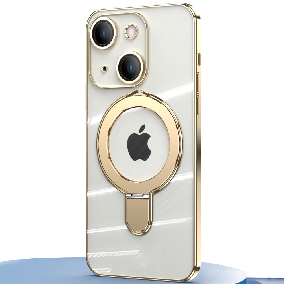 Invisible Magnetic Case For Iphone 14 PlusâMagsafe Compatible, Military-Grade Shockproof Clear Slim Cover With Ring Holder, Gold 9365509581254