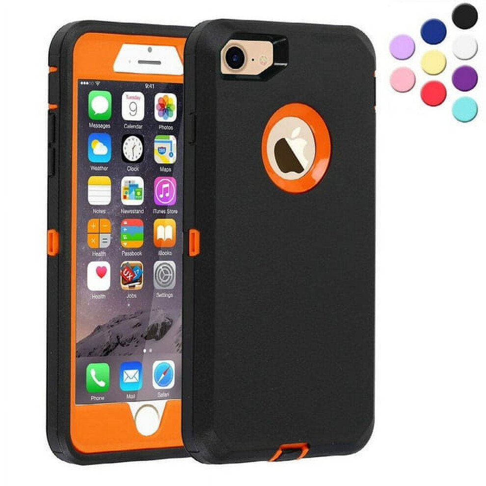 Heavy Duty Shockproof Case For Iphone Se/7/8 Â 3-Layer Rubber, Shatter Resistant, Tough Armour, Orange 9365509581667