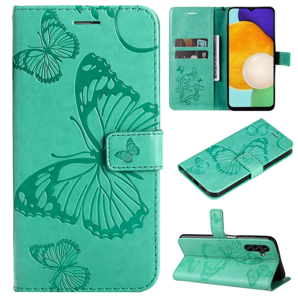 Tech Circle Butterfly Embossed Pu Leather Wallet Case With Stand, Wrist Strap & Card Holder For Compatible With Samsung Galaxy A14 5G 6.6" 2023 Â 9365509582411
