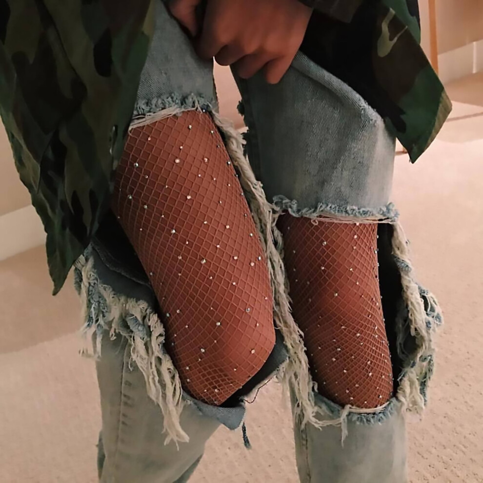 Women's Hollow Out Rhinestone Fishnet Pantyhose Tights for Nightclub