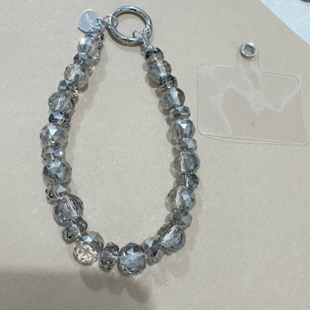 Crystal Beaded Phone Wrist Strap With Tether Tab Sparkling Cute Phone Charm Bracelet Strap For Women 9365509581773