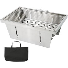 IGT-kompatibel sammenleggbar kullgrill i rustfritt stål – bærbart grillsett for utendørs, camping, fotturer